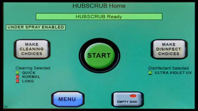 image of the HUBSCRUB Model 20/80 home screen